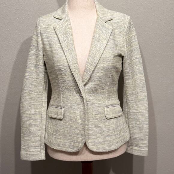 CAbi gray and yellow One Fine Day lemon Zest tweed Boulce blazer Sz 4 - Picture 1 of 11